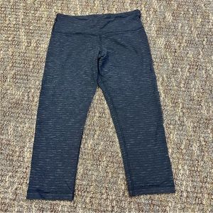 Lululemon Wunder Under Crop II Diamond Jacquard Space Dye Black Slate Size 8